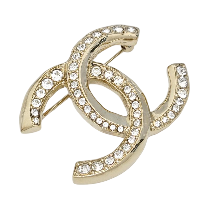 CC Logo Metal Gold Brooch