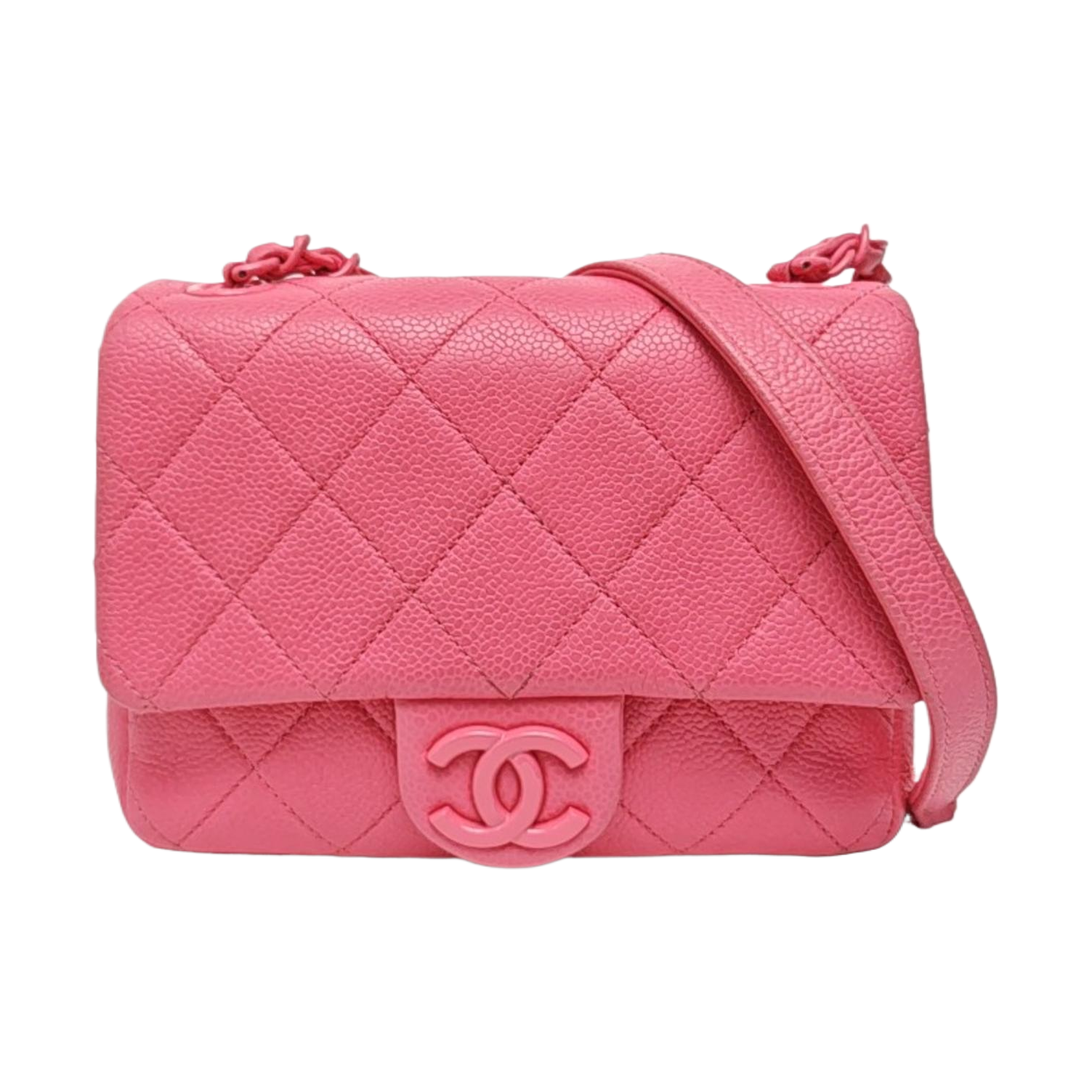 CLASSIC FLAP Mini Quilted Grained Calfskin Red