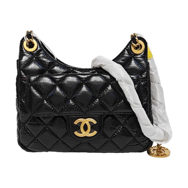 23C HOBO Small Quilted Calfskin Black