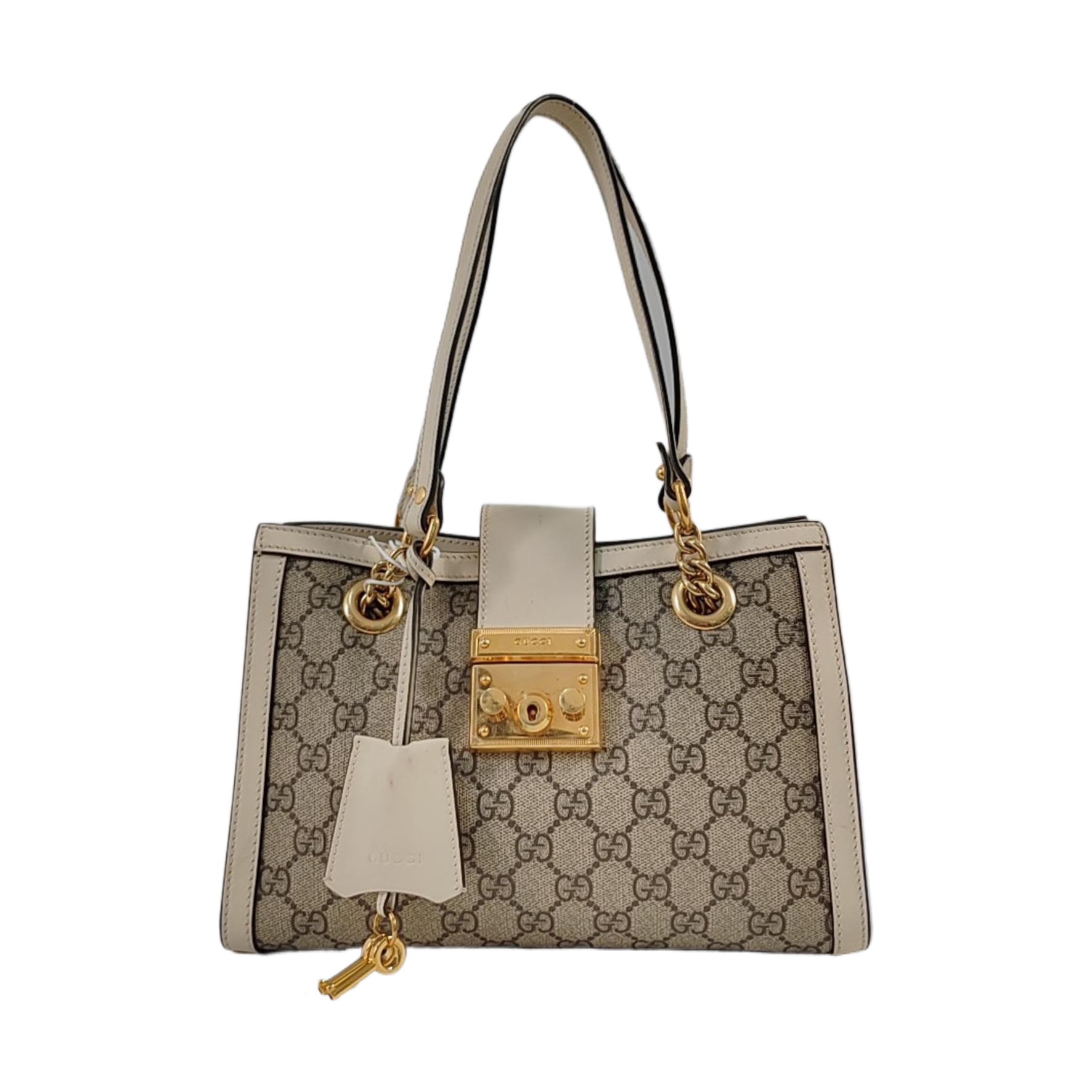 Padlock Small Monogram Coated Canvas Beige