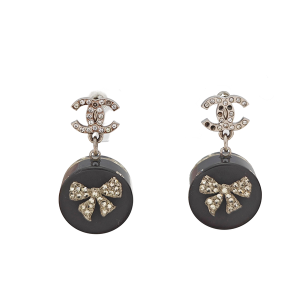 CC Logo Metal Black Earrings