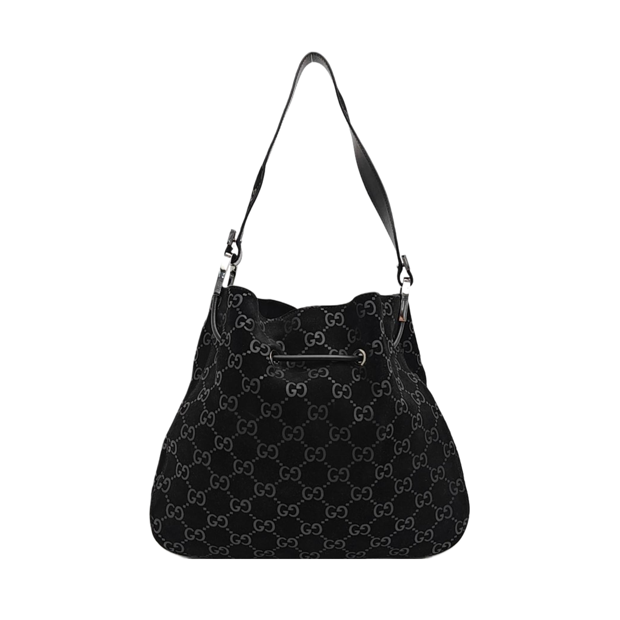 Monogram Suede Shoulder Bag Black