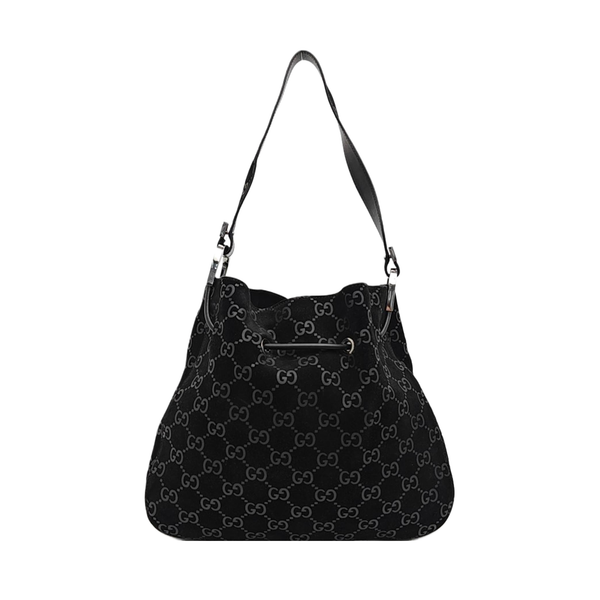 Monogram Suede Shoulder Bag Black