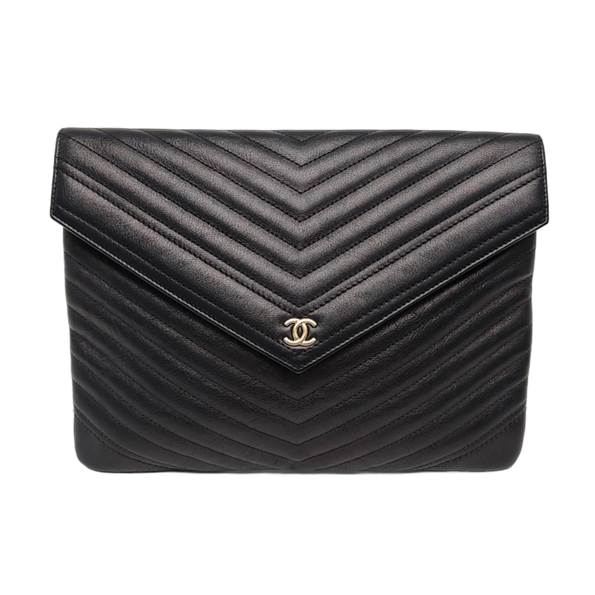 Chevron, Quilted Calfskin Black