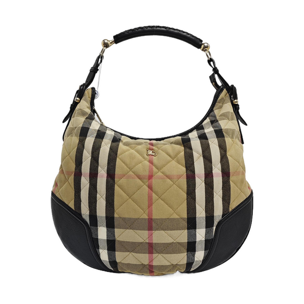 Quilted Canvas Top Handle Bag Beige