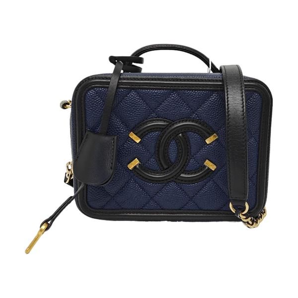 FILIGREE Small Quilted Grained Calfskin Blue