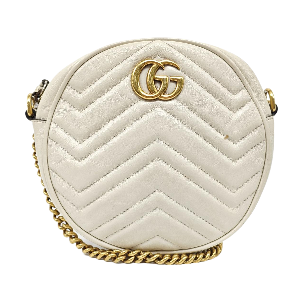 Authenticated pre-owned  GG Marmont Mini Quilted Calfskin White - Shoulder Bag at Looply
