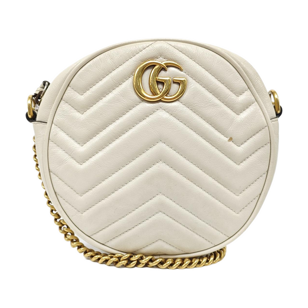 Authenticated pre-owned  GG Marmont Mini Quilted Calfskin White - Shoulder Bag at Looply