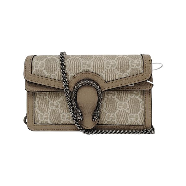Dionysus Super Mini Monogram Coated Canvas Beige