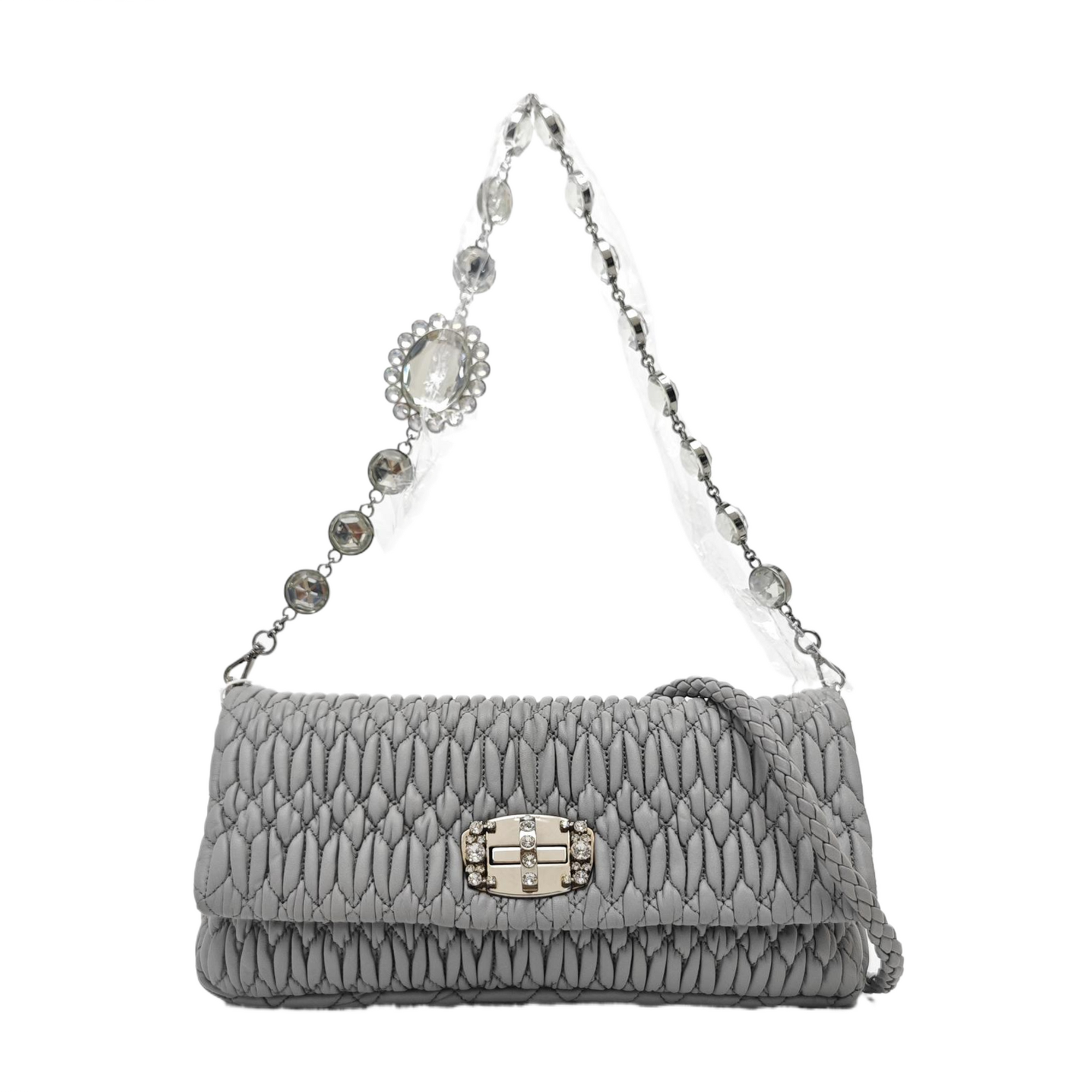 Crystal Quilted Lambskin Gray