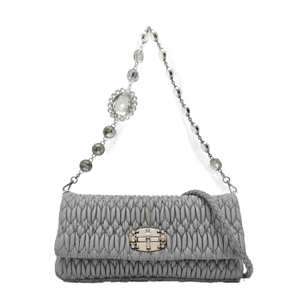 Crystal Quilted Lambskin Gray