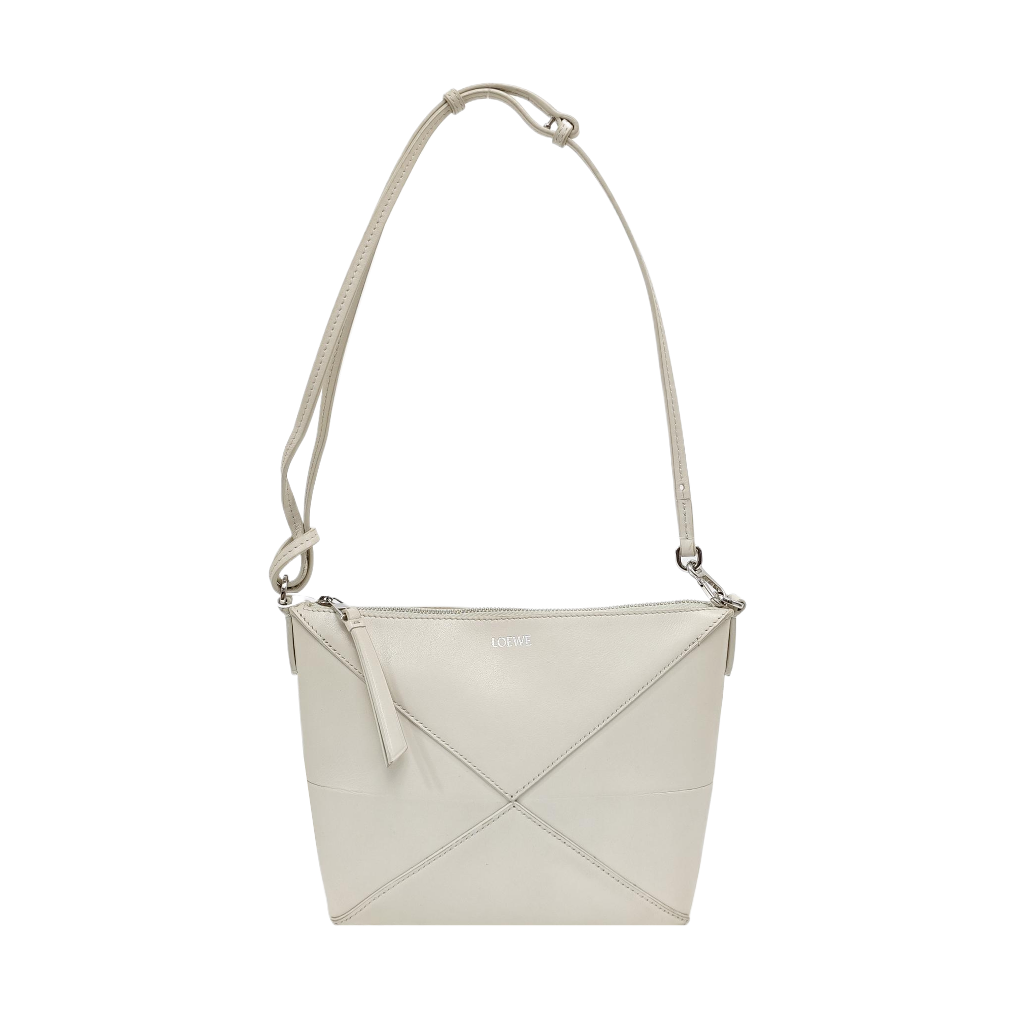 Puzzle Fold Mini Quilted Calfskin White