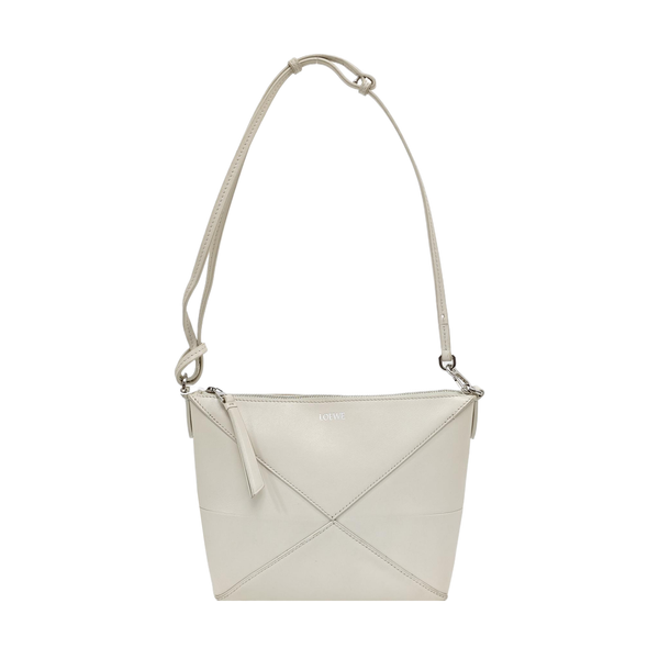 Puzzle Fold Mini Quilted Calfskin White
