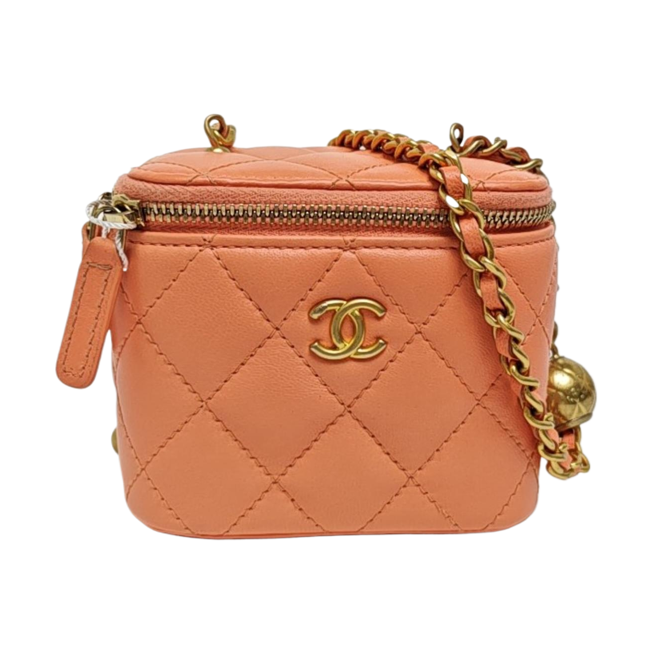 VANITY CASE Small Quilted Lambskin Pink