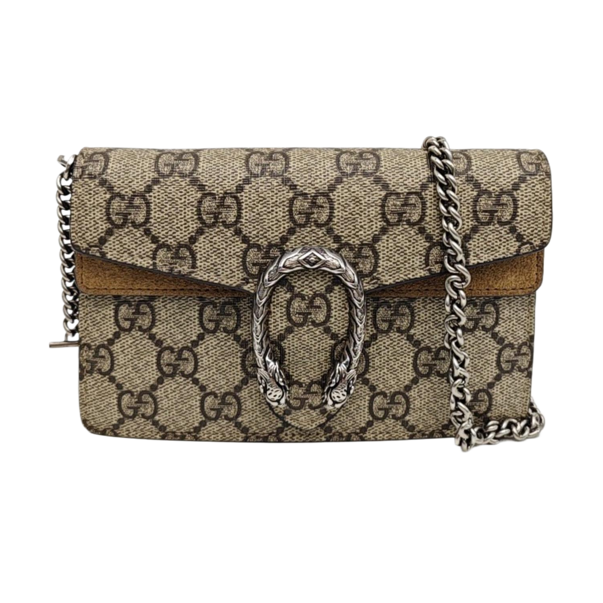 Dionysus Super Mini Monogram Coated Canvas Beige