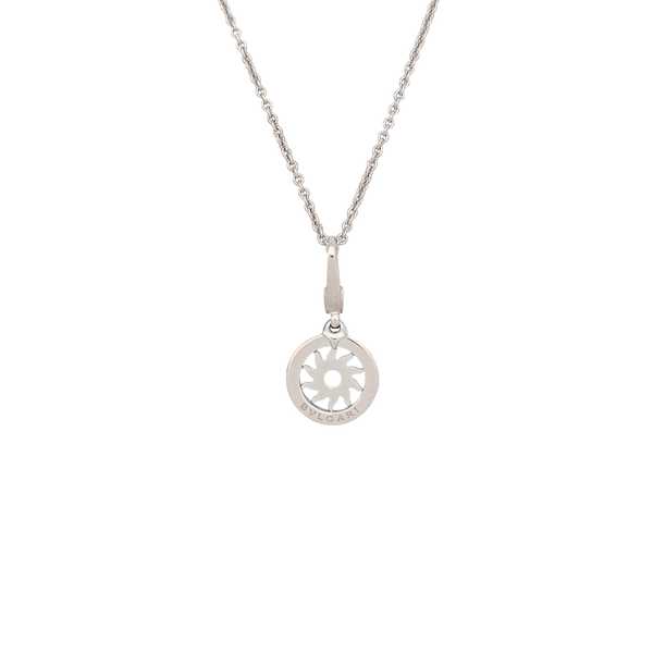 Tondo Sun Sole Charm 18k White Gold Silver Necklace
