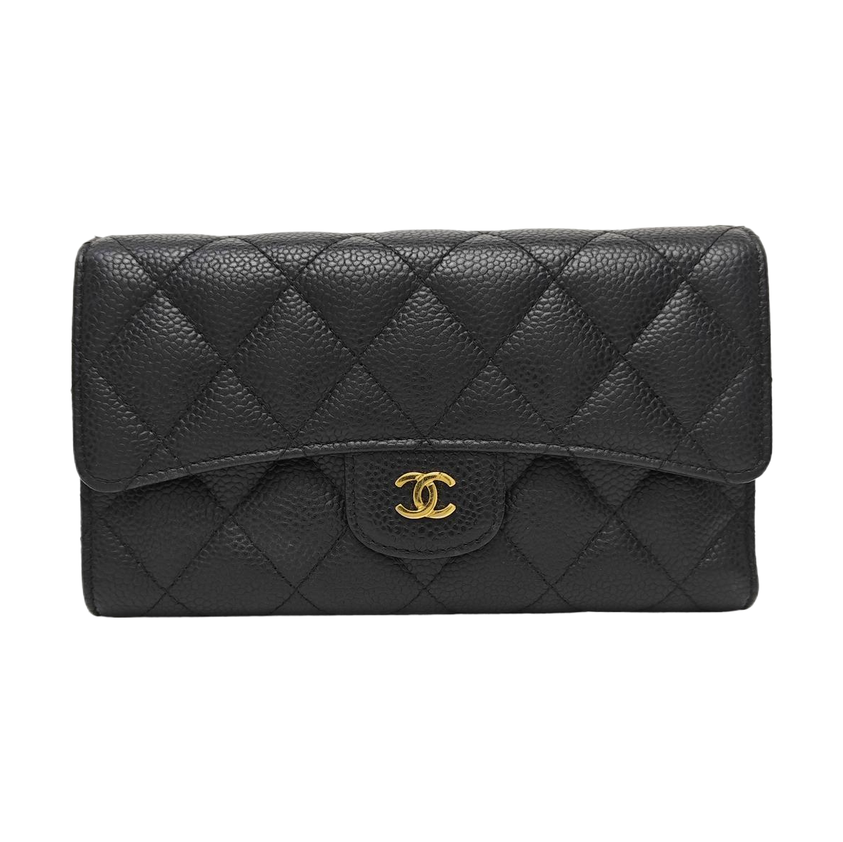 CLASSIC FLAP Mini Quilted Grained Calfskin Black Wallet