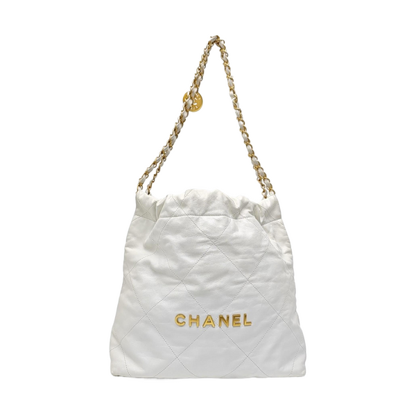 CHANEL 22 Small Quilted Calfskin White