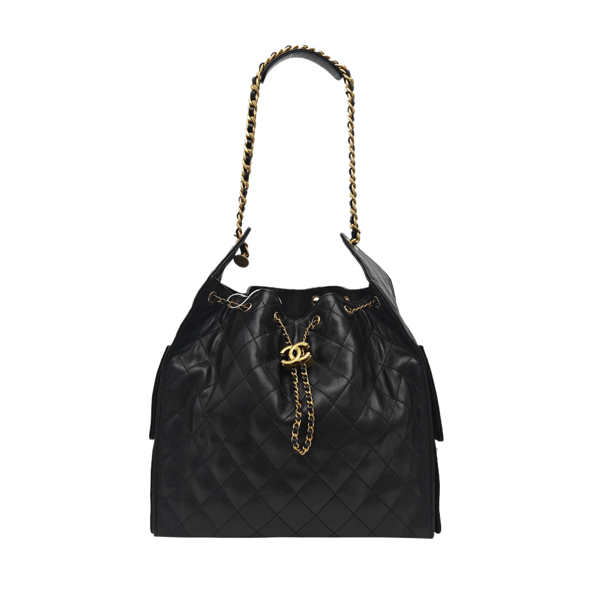 CHANEL 25 Medium Quilted Grained Calfskin Black