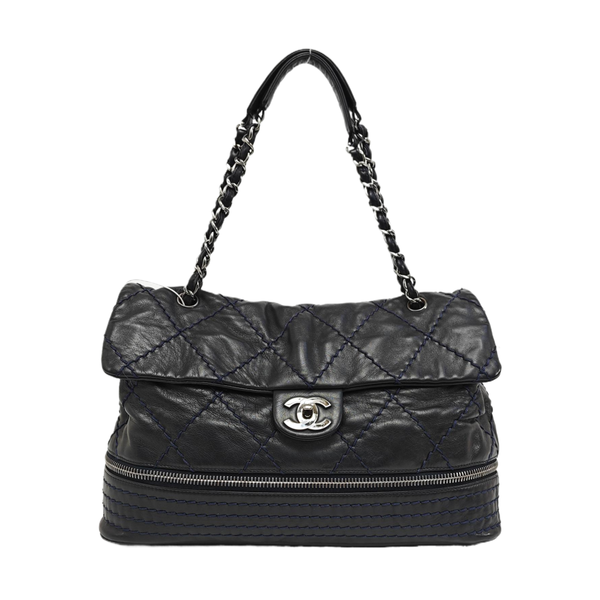 Quilted Lambskin Shoulder Bag Black