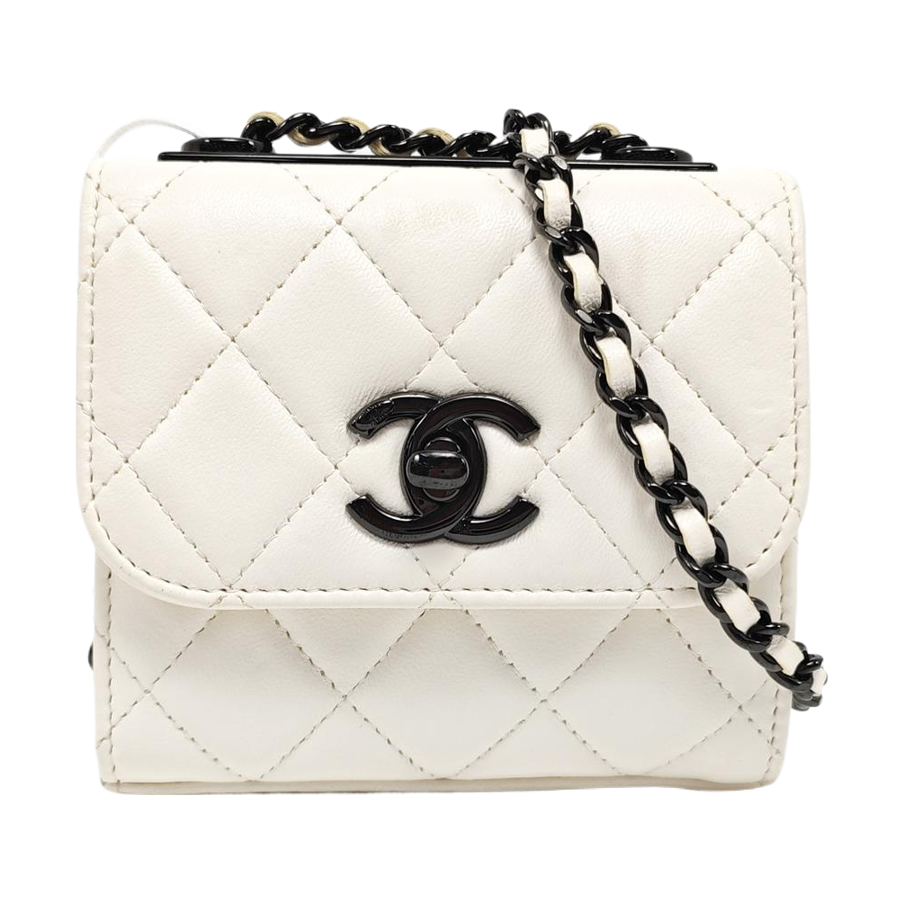 TRENDY CC Mini Quilted Lambskin White