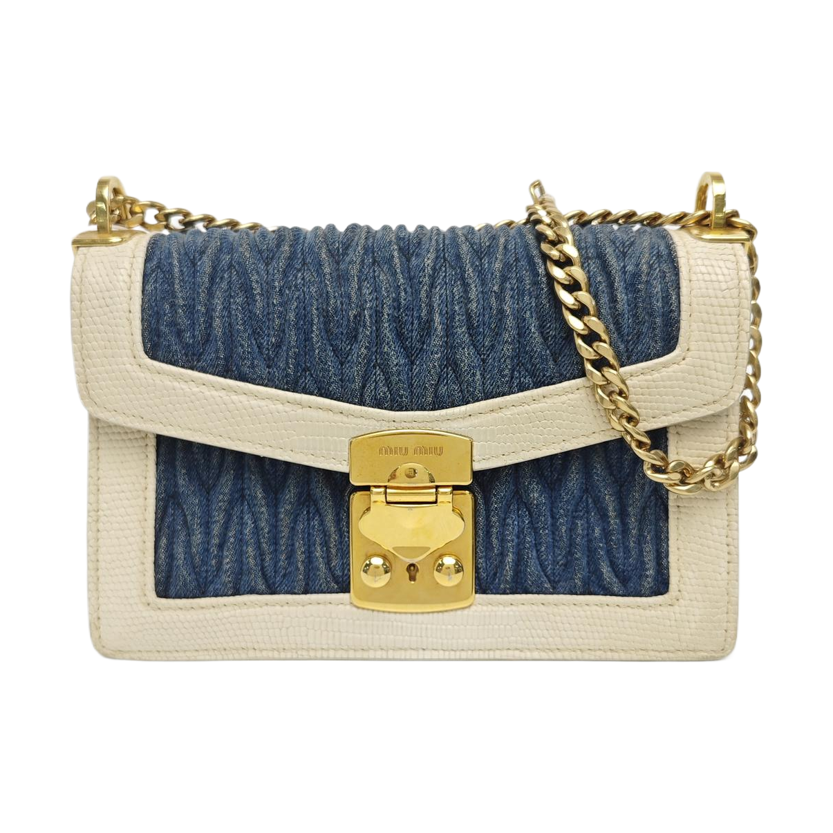 Miu Confidential Quilted Denim Blue