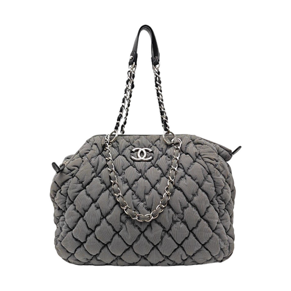 Quilted Fabric Shoulder Bag Gray