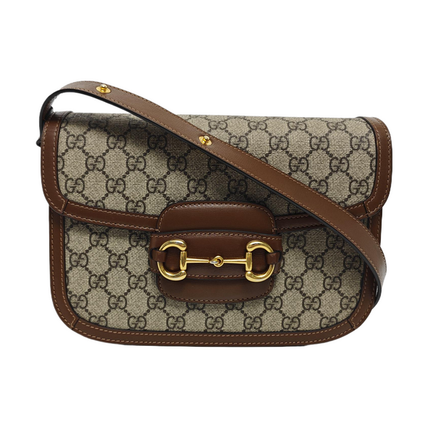 Horsebit 1955 Medium Monogram Coated Canvas Beige
