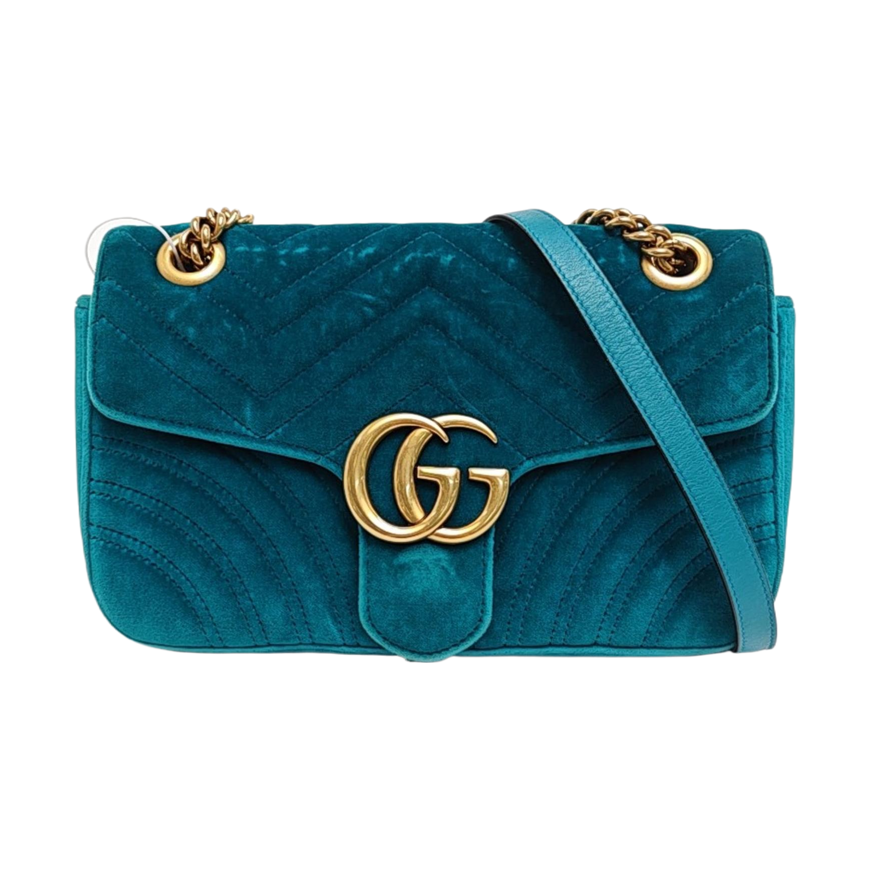 Authenticated pre-owned  GG Marmont Medium Quilted Velvet Green - Crossbody Bag at Looply