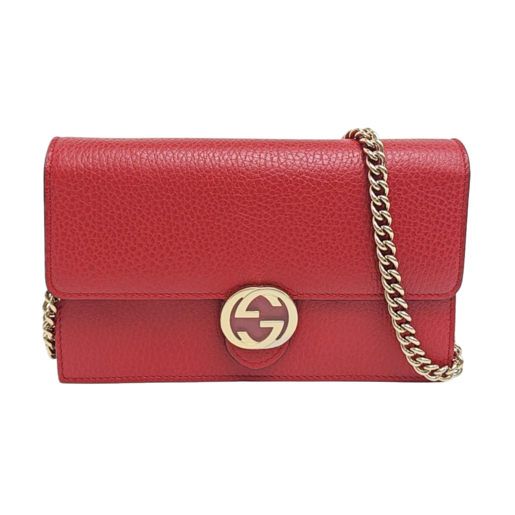 Interlocking G Small Calfskin Red