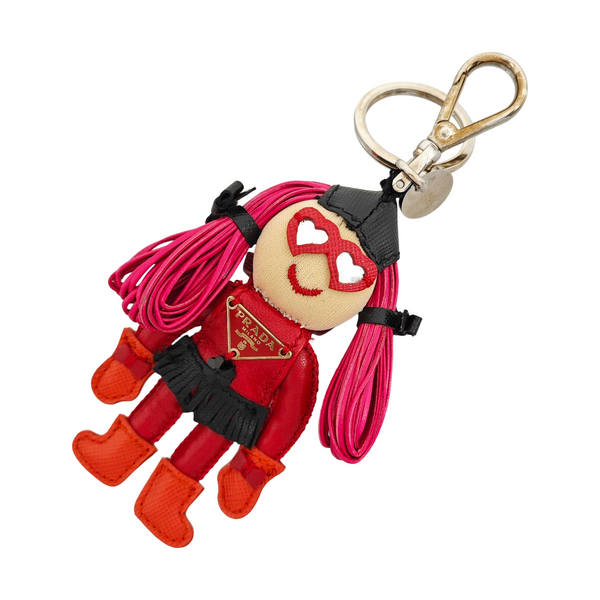 Leather Bag Charm Red