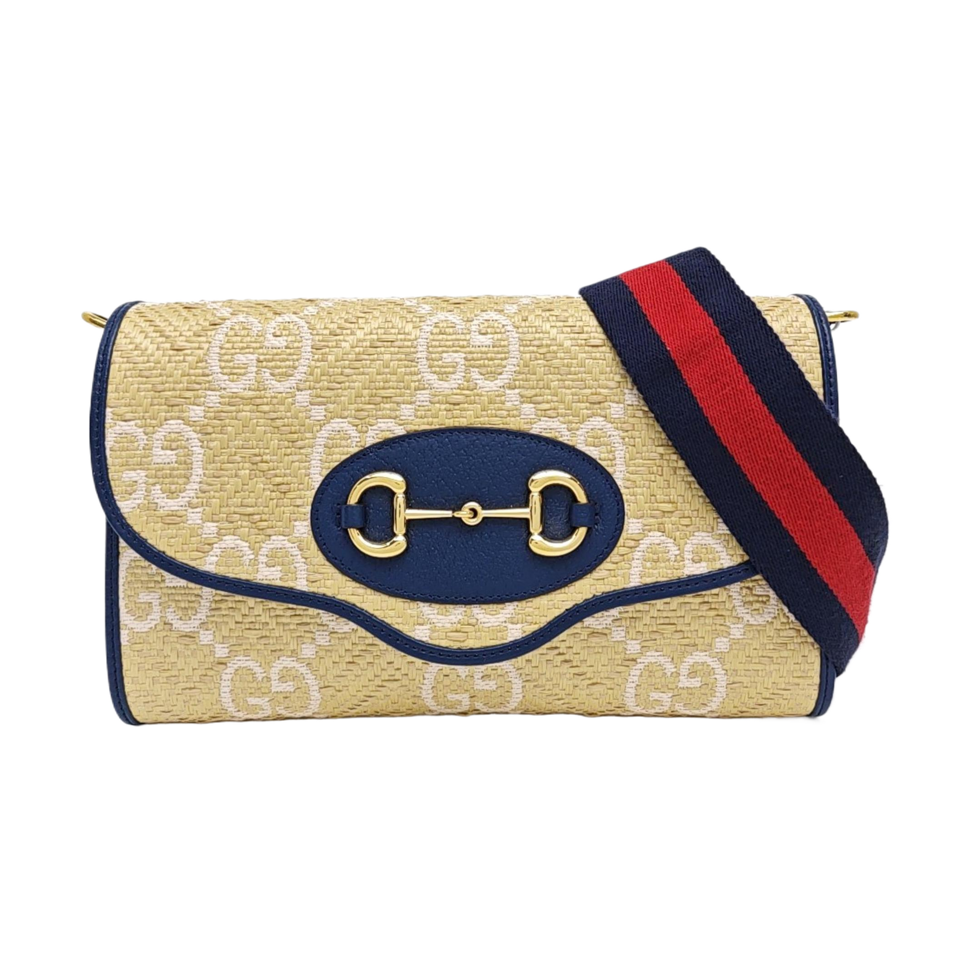Horsebit 1955 Small Monogram Straw Yellow