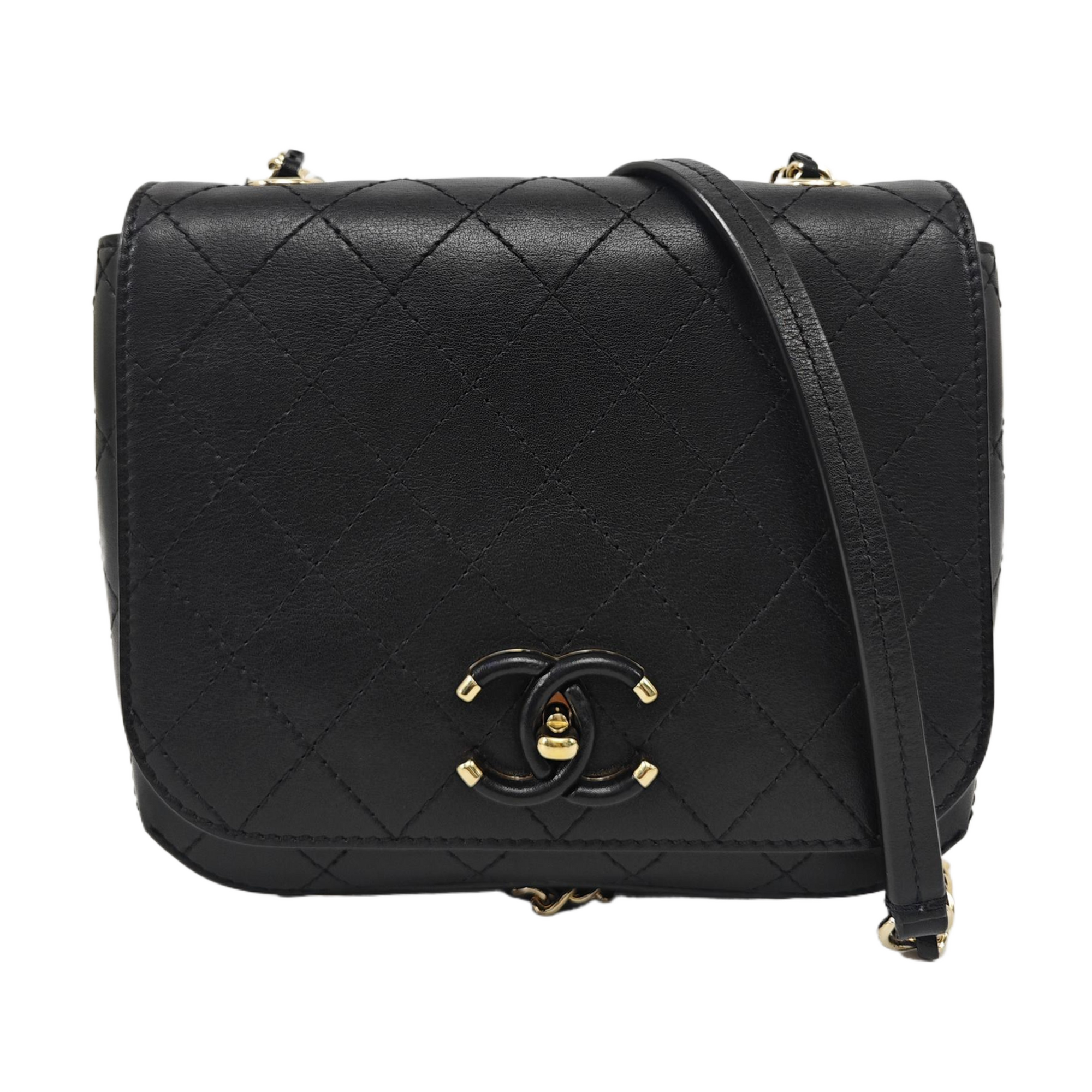 Quilted Calfskin Shoulder Bag Black