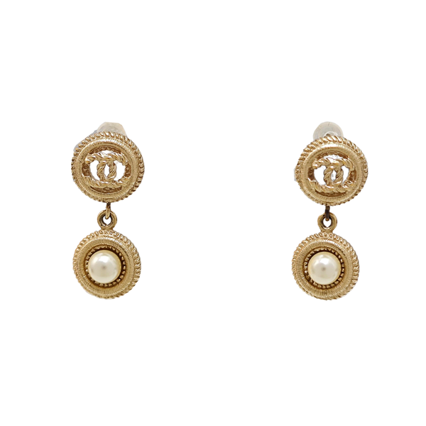 CC Logo Metal Gold Stud Earrings