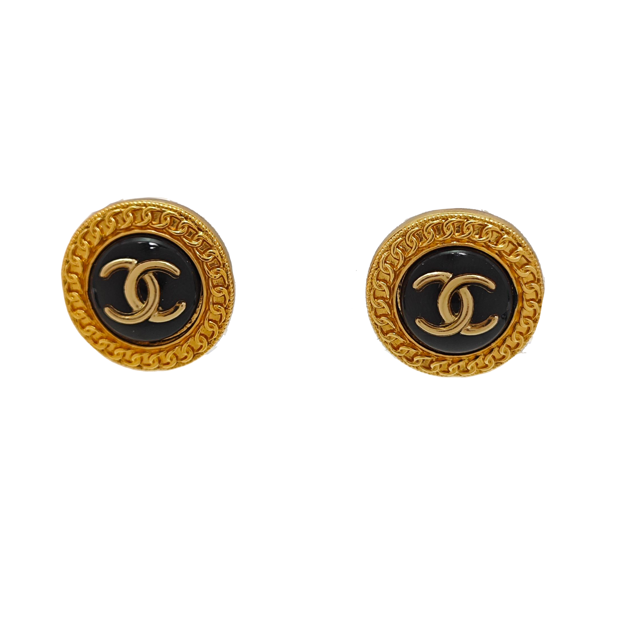 Metal Black Stud Earrings