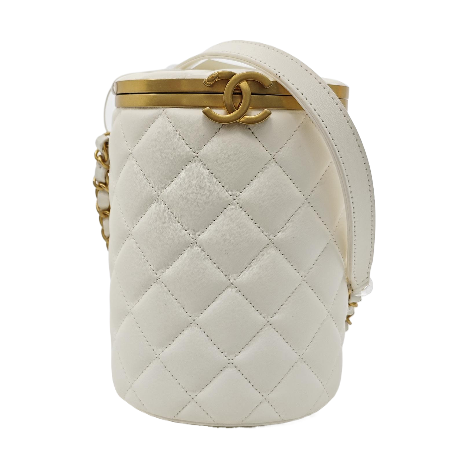CROWN BOX VANITY Quilted Lambskin White