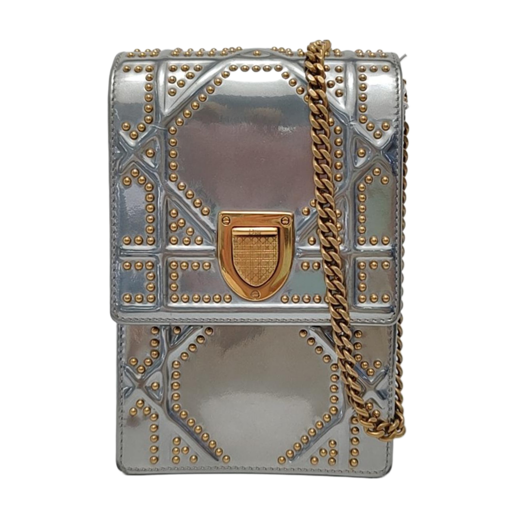 Authenticated pre-owned  Diorama Cannage Calfskin Silver - Crossbody Bag at Looply