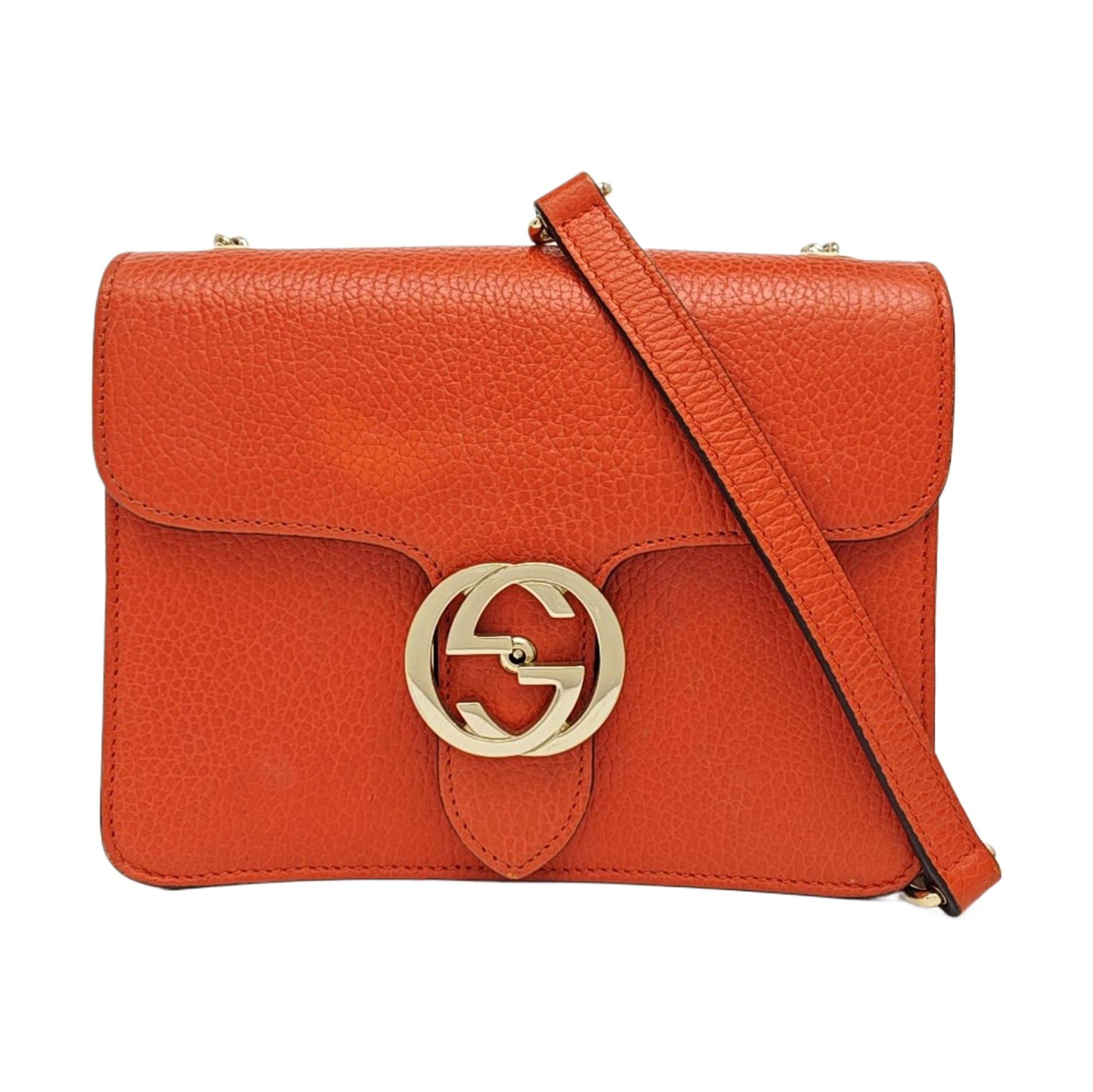 Interlocking G Small Calfskin Orange