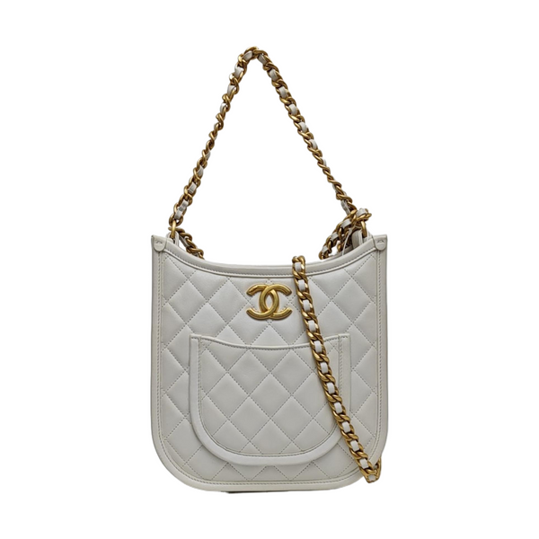 Quilted Calfskin Small White