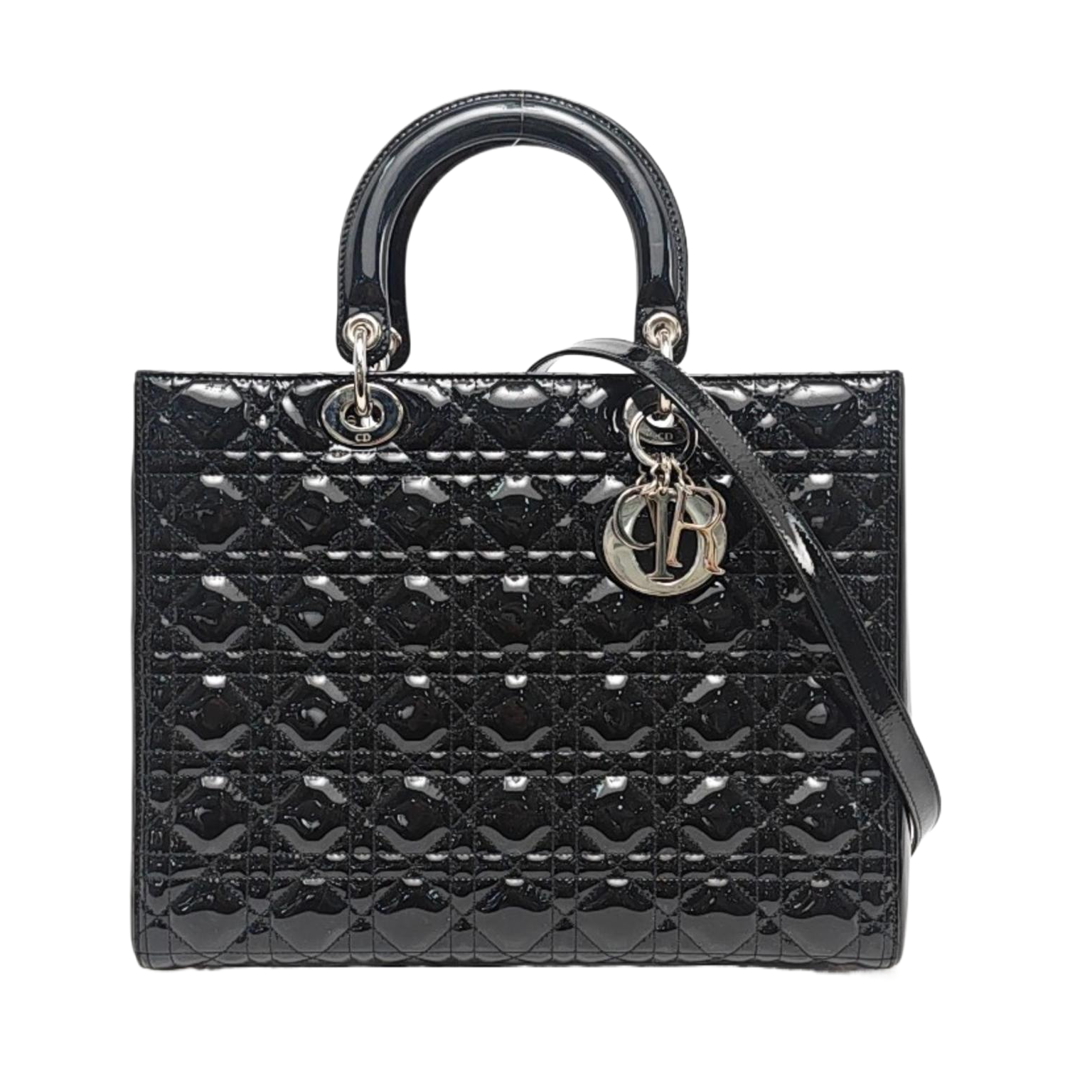 Lady Dior Large Cannage Patent Leather Black