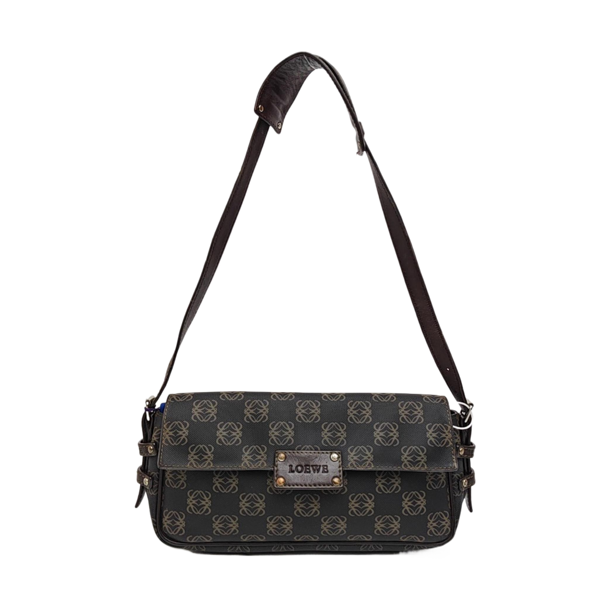 Monogram Coated Canvas Shoulder Bag Black