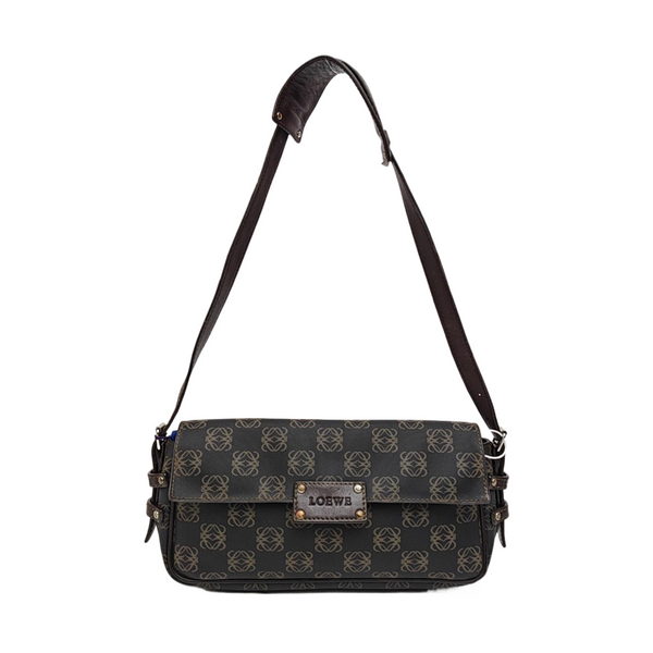 Monogram Coated Canvas Shoulder Bag Black