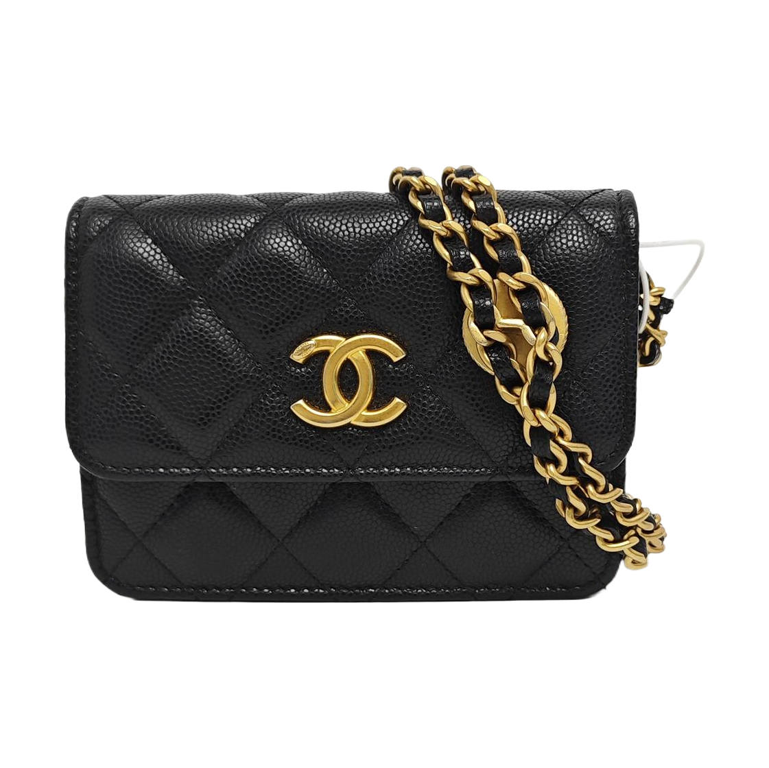 Quilted Grained Calfskin Shoulder Bag Black