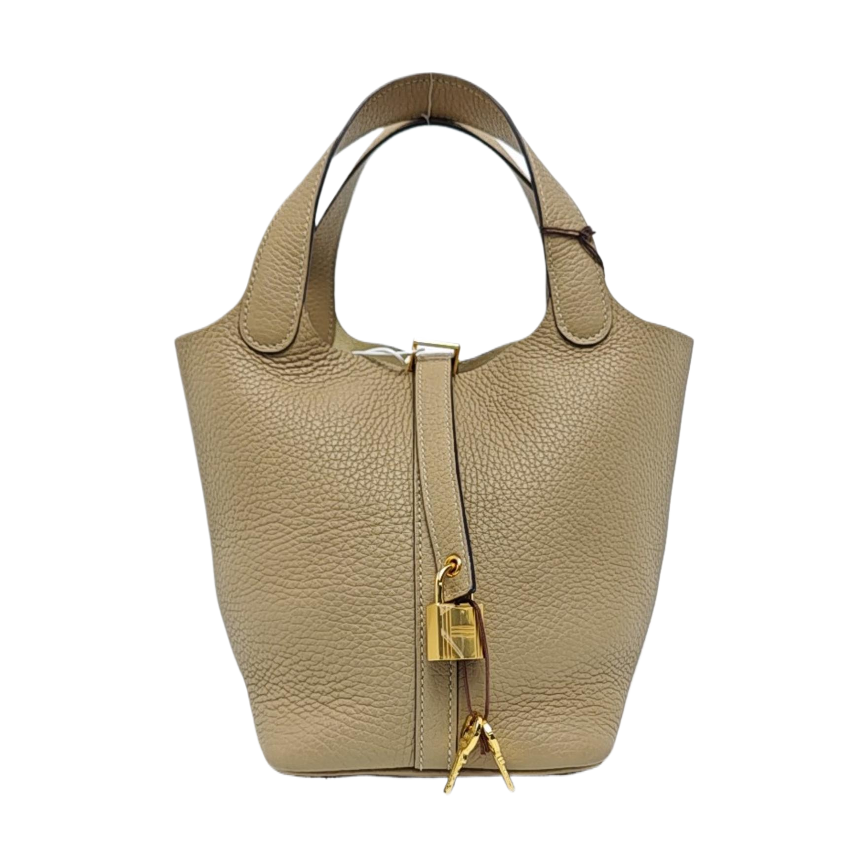 Authenticated pre-owned  Picotin Lock 18 Clemence Beige - Bucket Bag at Looply