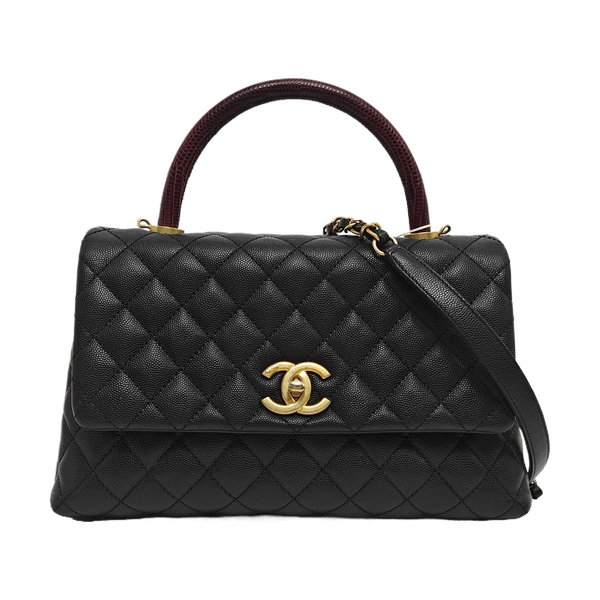 COCO HANDLE Medium Quilted Grained Calfskin Black