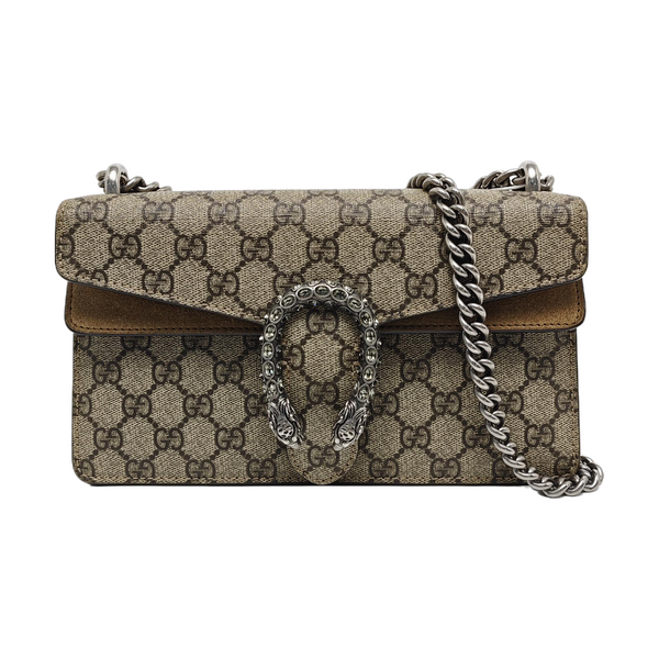 Dionysus Small Monogram Coated Canvas Beige