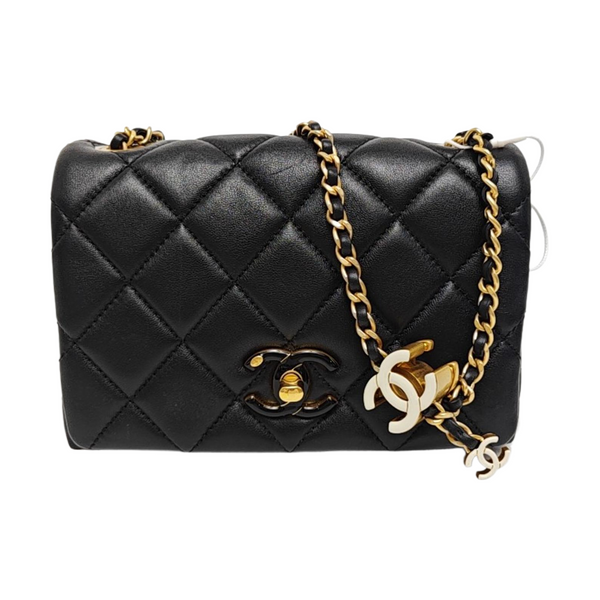 Quilted Lambskin Shoulder Bag Small Black
