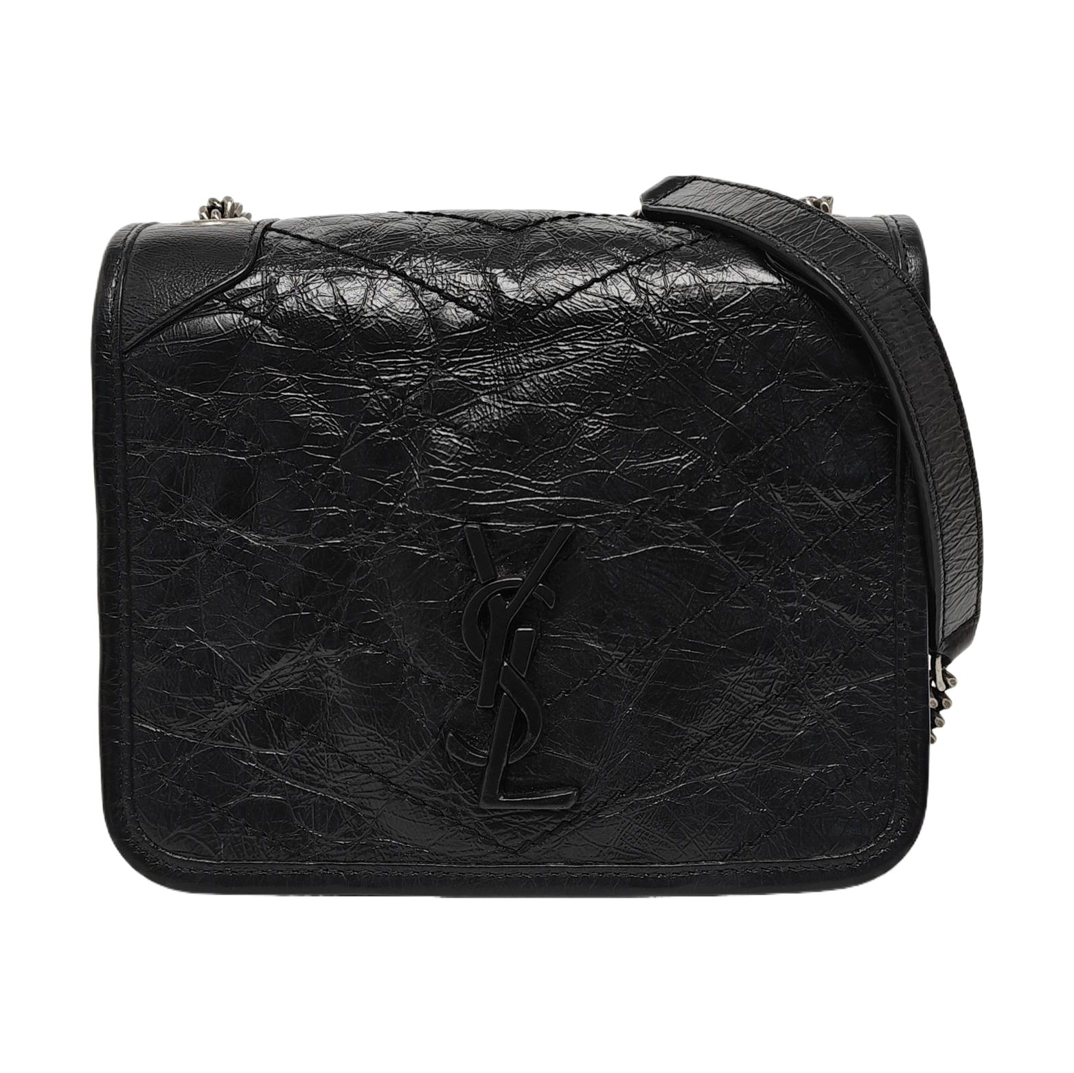 NIKI Mini Chevron, Quilted Calfskin Black