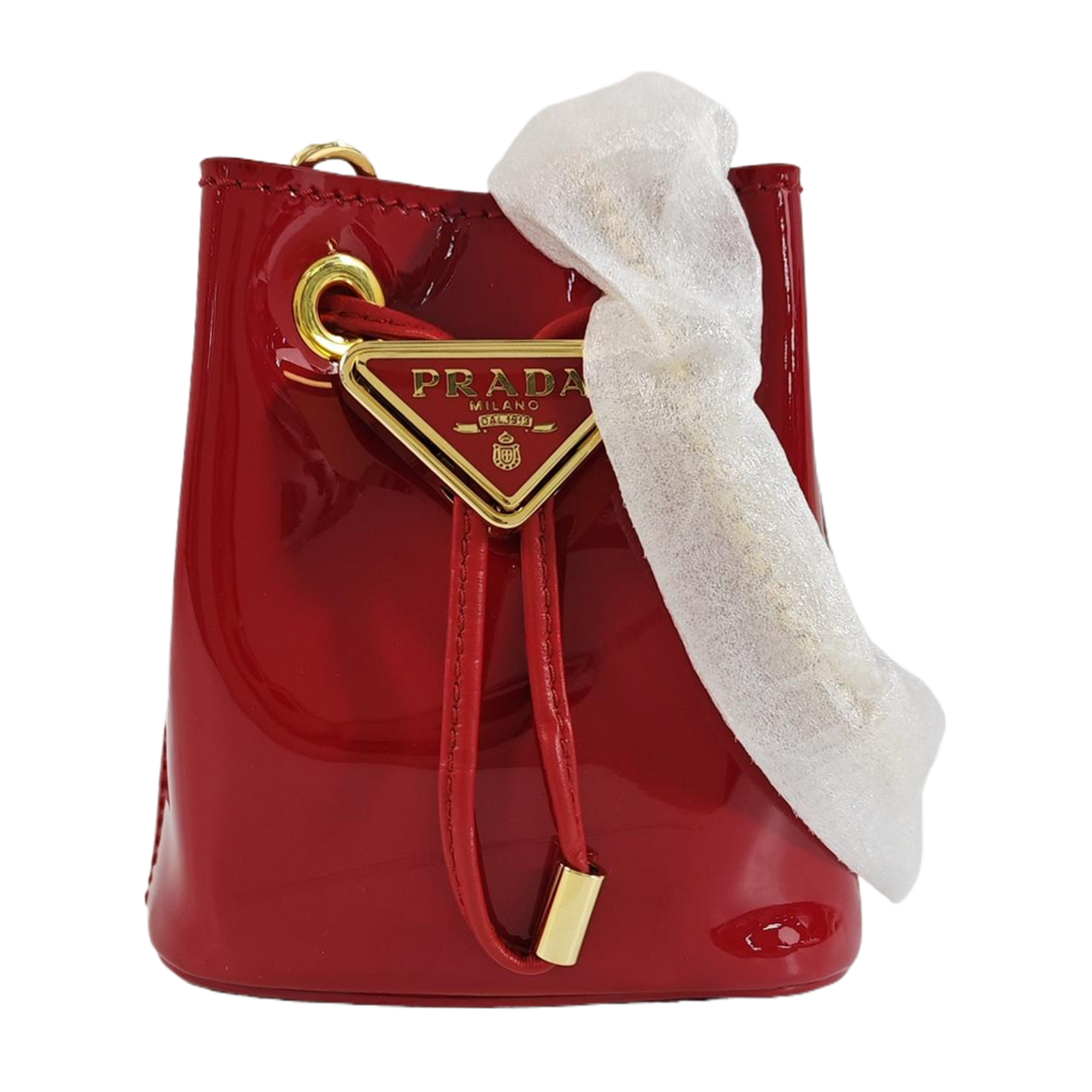 Patent Leather Bucket Bag Red