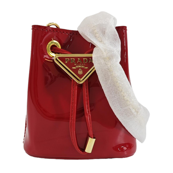 Patent Leather Bucket Bag Red